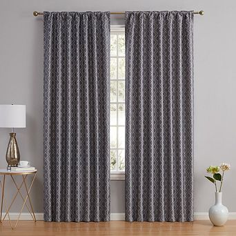 HLC.me Franklin Moroccan 100% Complete Blackout Back Tab Rod Pocket Curtain Bed Living Room, Pair