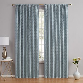 HLC.me Franklin Moroccan 100% Complete Blackout Back Tab Rod Pocket Curtain Bed Living Room, Pair