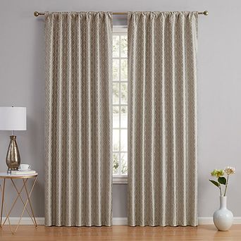 HLC.me Franklin Moroccan 100% Complete Blackout Back Tab Rod Pocket Curtain Bed Living Room, Pair