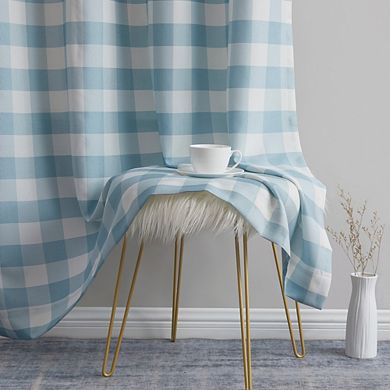 HLC.me Hilltop Buffalo Check Textured Light Filtering Grommet Lightweight Window Curtains, Set of 2
