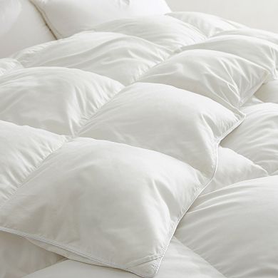 Unikome Premium White Goose Down And Feather Heavyweight Comforter With 360tc Noiceless Fabric