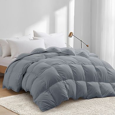 Unikome Premium White Goose Down And Feather Heavyweight Comforter With 360tc Noiceless Fabric