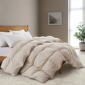 Unikome Premium White Goose Down and Feather Heavyweight Comforter with 360TC Noiceless Fabric