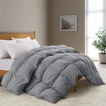 Unikome Premium White Goose Down and Feather Heavyweight Comforter with 360TC Noiceless Fabric