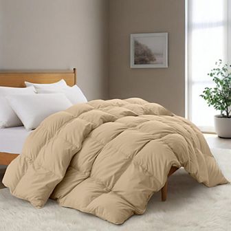 Unikome Premium White Goose Down and Feather Heavyweight Comforter with 360TC Noiceless Fabric