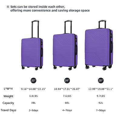 Merax Hardshell Luggage Sets 3 Piece 20''24''28''