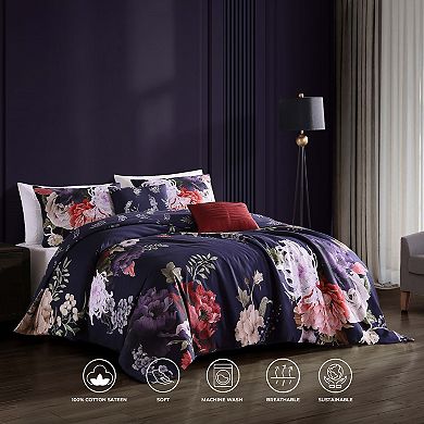 Bebejan Deep Purple Garden 100% Cotton 5-piece Reversible Comforter Set