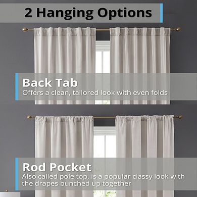 THD Maria Velvet Back Tab Rod Pocket Window Treatment Curtain Panels - Set of 2