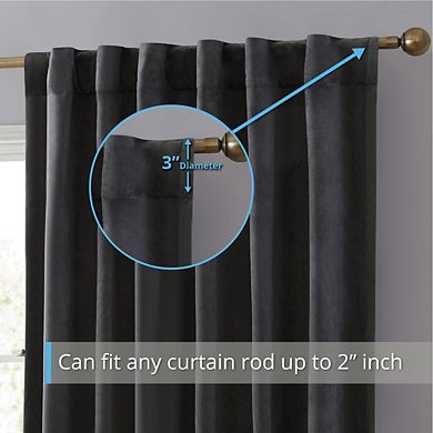 HLC.me Lopez Velvet Back Tab Rod Pocket Window Treatment Curtain Panels - Set of 2