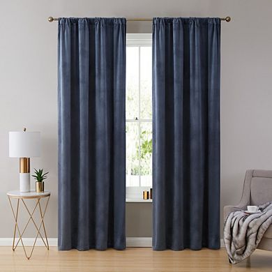 HLC.me Lopez Velvet Back Tab Rod Pocket Window Treatment Curtain Panels - Set of 2