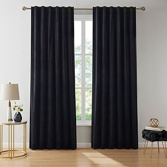 HLC.me Lopez Velvet Back Tab Rod Pocket Window Treatment Curtain Panels - Set of 2