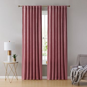 HLC.me Lopez Velvet Back Tab Rod Pocket Window Treatment Curtain Panels - Set of 2