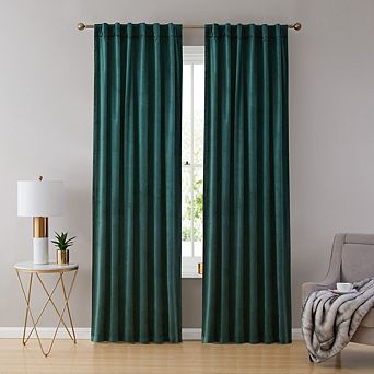 HLC.me Lopez Velvet Back Tab Rod Pocket Window Treatment Curtain Panels - Set of 2
