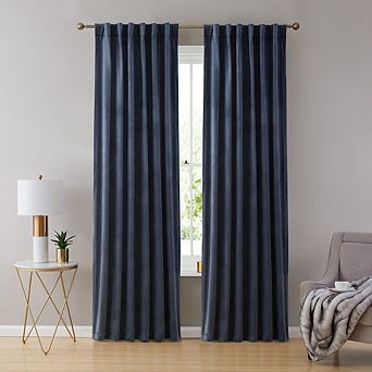 HLC.me Lopez Velvet Back Tab Rod Pocket Window Treatment Curtain Panels - Set of 2