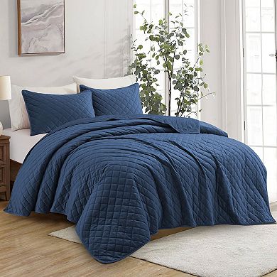 Unikome Ultra Soft Velet Quilted Down Alternative Comforter Set with Shams