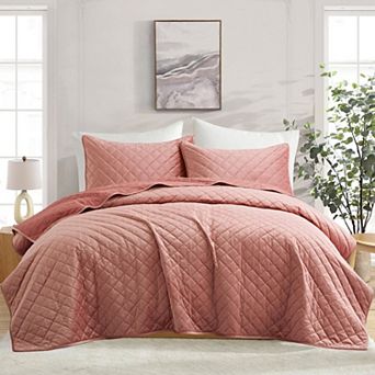 Unikome Ultra Soft Velet Quilted Down Alternative Comforter Set with Shams