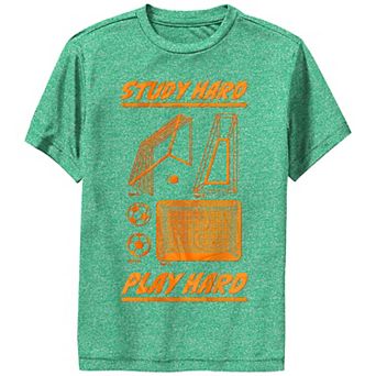 Boys Soccer Study Hard Play Hard Graphic Tee