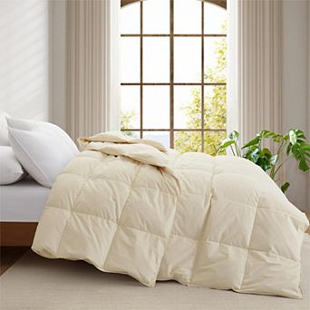 Unikome Medium Weight Organic Goose Down Comforter Fluffy Duvet Insert for All-Season