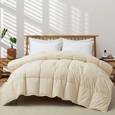 Unikome Medium Weight Organic Goose Down Comforter Fluffy Duvet Insert for All-Season