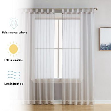 THD Sheer Voile Tab Top Light Filtering Transparent Window Treatment Drapery Curtain Panels, Pair