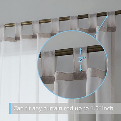 THD Sheer Voile Tab Top Light Filtering Transparent Window Treatment Drapery Curtain Panels, Pair