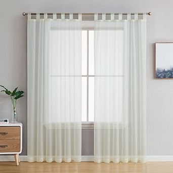 HLC.me Sheer Voile Tab Top Window Curtain Panels for Living room & Bedroom, Set of 2 panels