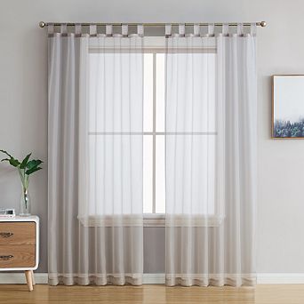 HLC.me Sheer Voile Tab Top Window Curtain Panels for Living room & Bedroom, Set of 2 panels
