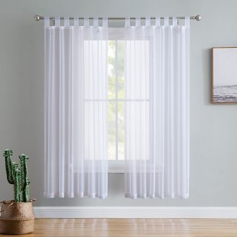 HLC.me Sheer Voile Tab Top Window Curtain Panels for Living room & Bedroom, Set of 2 panels