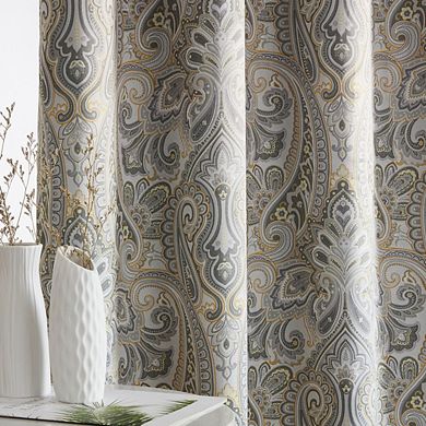HLC.me Paris Paisley Print Damask Light Reducing Filtering Grommet Top Curtain Panels - Pair