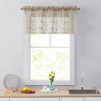 HLC.me Joyce Lace Sheer Kitchen Curtain Valance Topper - Rod Pocket - 54 W x 18 L