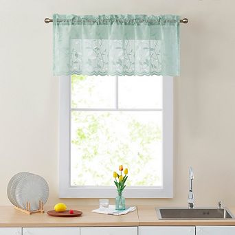 HLC.me Joyce Lace Sheer Kitchen Curtain Valance Topper - Rod Pocket - 54 W x 18 L