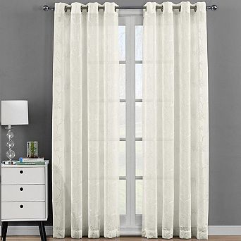 Andora Embroidered Grommet Top Sheer Panel Curtain Pair (Set of 2)