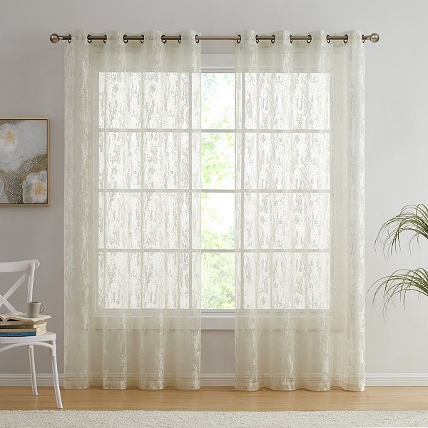 Thd Crawford Modern Abstract Decorative Sheer Grommet Window Treatment 