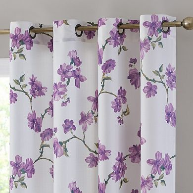 THD Jade Floral Textured Sheer Grommet Panels - Set of 2