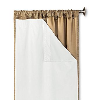 HLC.me White Thermal 100% Blackout Rod Pocket Curtain Liner Complete Darkness, Privacy - Pair