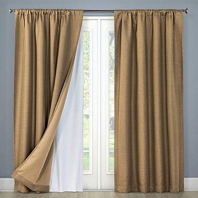 HLC.me White Thermal 100% Blackout Rod Pocket Curtain Liner Complete Darkness, Privacy - Pair