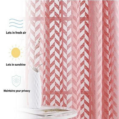 THD Herringbone Lace Sheer Rod Pocket Curtain Swags - Set of 2