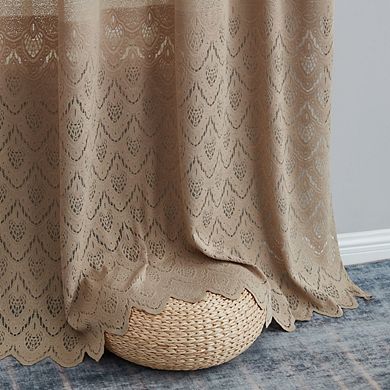 HLC.me Monaco Macrame Lace Sheer Rod Pocket Window Treatment Curtain Panels - Set of 2