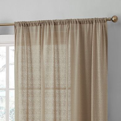 THD Mona Macrame Lace Sheer Rod Pocket Window Treatment Curtain Panels - Set of 2