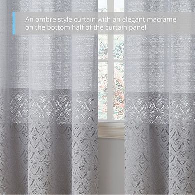 THD Mona Macrame Lace Sheer Rod Pocket Window Treatment Curtain Panels - Set of 2