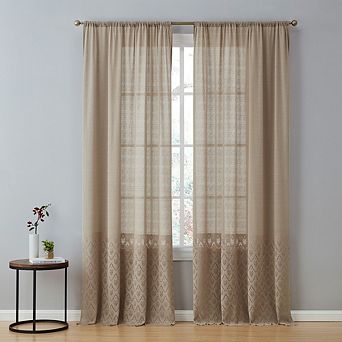 HLC.me Monaco Macrame Lace Sheer Rod Pocket Window Treatment Curtain Panels - Set of 2
