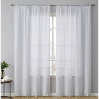 HLC.me Monaco Macrame Lace Sheer Rod Pocket Window Treatment Curtain Panels - Set of 2