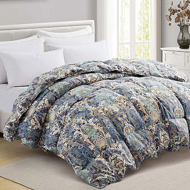 Unikome All Season Goose Feather & Down Comforter - Vintage Paisley Patterned Bedding Duvet