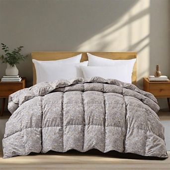 Unikome All Season Goose Feather & Down Comforter - Vintage Paisley Patterned Bedding Duvet