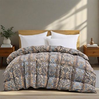 Unikome All Season Goose Feather & Down Comforter - Vintage Paisley Patterned Bedding Duvet