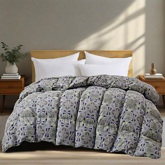 Unikome All Season Goose Feather & Down Comforter - Vintage Paisley Patterned Bedding Duvet