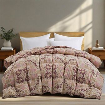 Unikome All Season Goose Feather & Down Comforter - Vintage Paisley Patterned Bedding Duvet