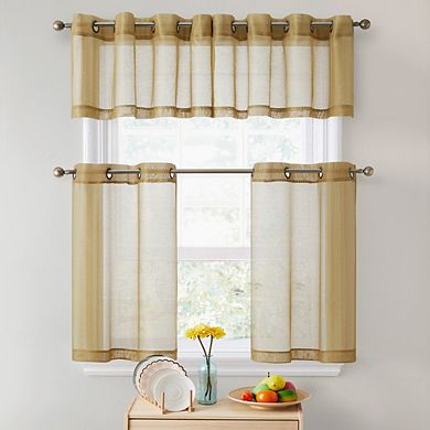 THD 2 Piece Sheer Voile Window Grommet Short Curtain Valance Cafe Tiers Panels - Set of 2 valances