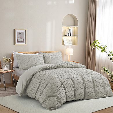 Unikome Ultra Soft Circle Quilted Clipped Jacquard Duvet Cover Set