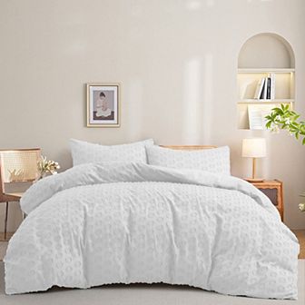 Unikome Ultra Soft Circle Quilted Clipped Jacquard Duvet Cover Set